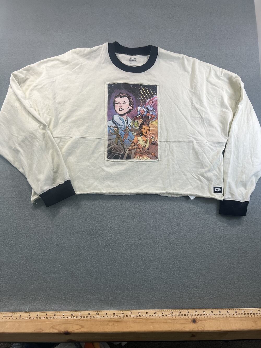 Star Wars Women's Spirit Jersey Cropped Long Sleeve Sweater 2XL White